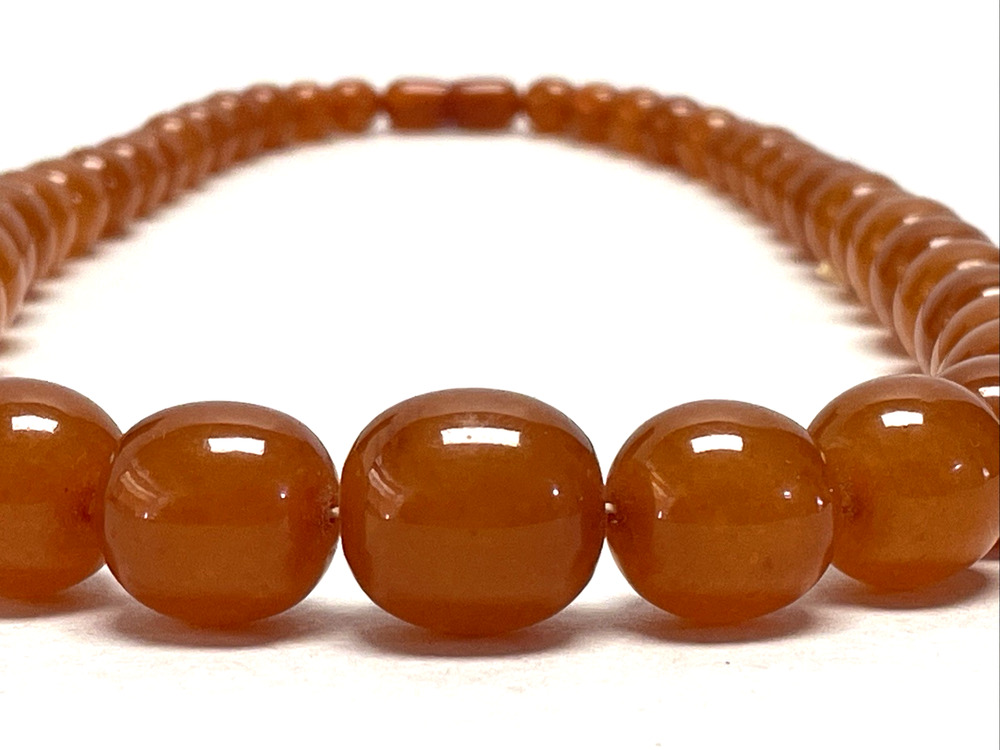 Vintage Soviet USSR Baltic Amber Bead Necklace 22" 74g Original Russian Tag